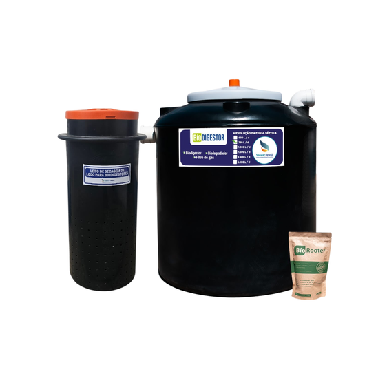 Biodigestor 600L/dia + Leito de secagem 200L
