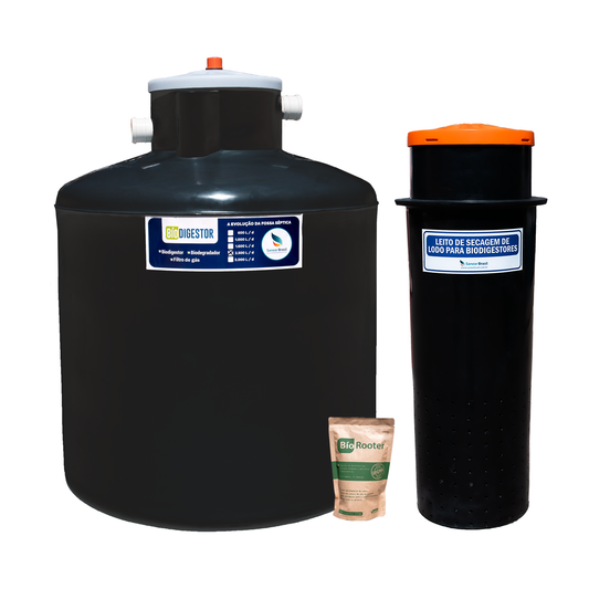 Kit Biodigestor 2500L + Leito de Secagem