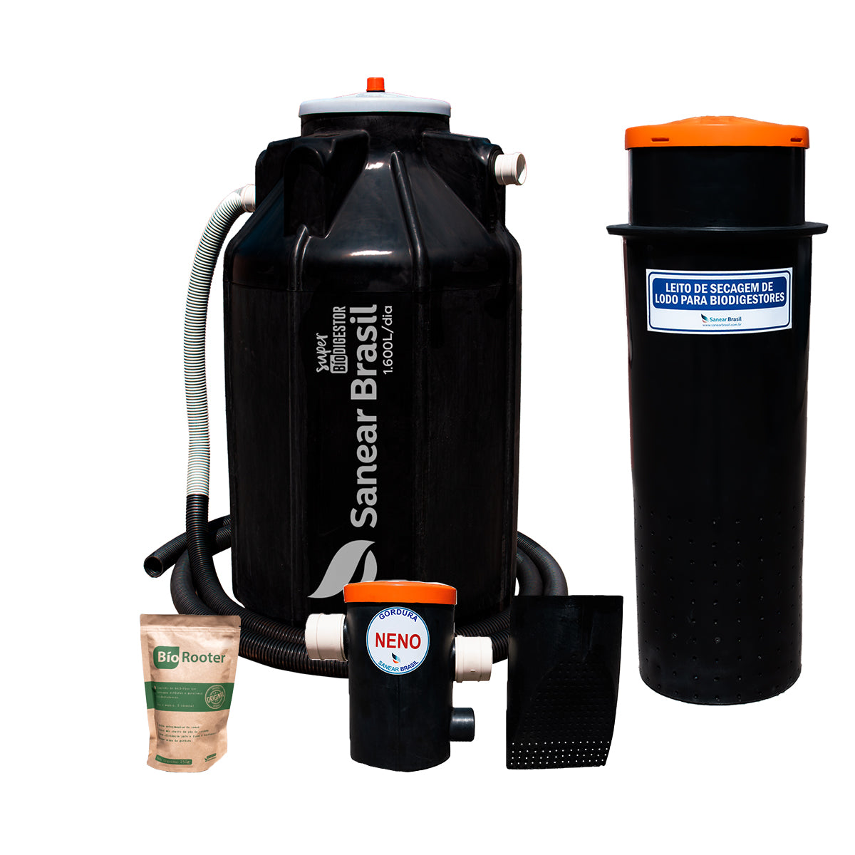 Kit Super Biodigestor 1600L/dia + Leito de Secagem e Caixa de